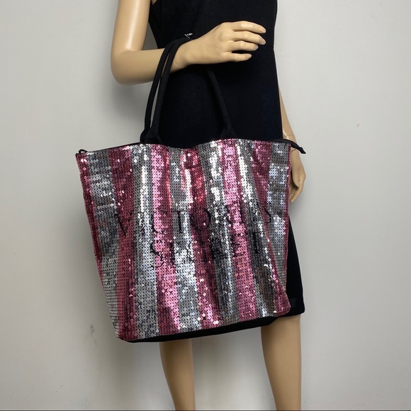 Victoria's Secret Handbags - 10/$25🟣 Victoria’s Secret Sequin Canvas Tote
